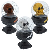 Glass Halloween Water Globes with Polyresin Skulls — Dollar Tree (SKU 256450)