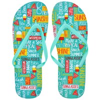 Ladies' Turquoise Summer Prints Rubber Flip-Flops — Dollar Tree (SKU 237533)