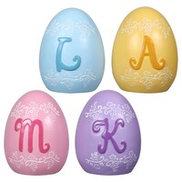 Monogram Ceramic Egg Decor — Dollar Tree