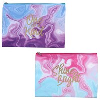 Marble Zipper Cosmetic Pouches with Gold Printed Sentiments, 8x5.5 in. — Dollar Tree penny item
