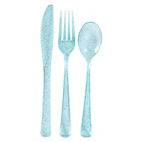 Caterer's Corner Teal Glitter Assorted Plastic Cutlery, 24-Count. Packs — Dollar Tree