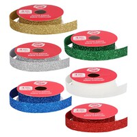 Christmas House Glitter Ribbon, Assorted Colors — Dollar Tree