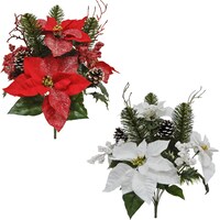 Artificial Glitter Ponisettia Bush, Assorted Colors. — Dollar Tree