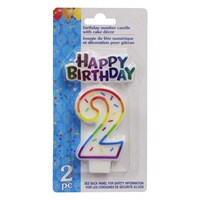 Number "2" Birthday Candles with Cake Décor, 2-Piece. Sets — Dollar Tree