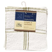 Home Collection White/Green Plaid Dishcloths, 2-Count. Packs — Dollar Tree