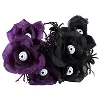 6-Stem Black and Purple Rose Bushes with Spiders and Eyeballs, 14 in. — Dollar Tree (SKU 292893)