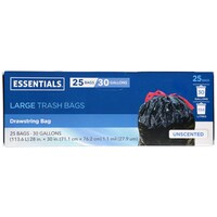 Essentials Large Trash Bags With Drawstrings, 25-Piece Pack. — Dollar Tree
