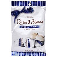 Russsell Stover Coconut Creme Covered in White Fudge, 2.95 oz. Bags — Dollar Tree (SKU 284132)