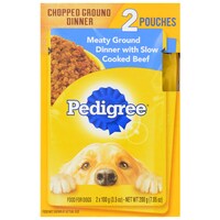 Pedigree Single-Serve Pouches of Beef Dog Food, 2-Count. Packs — Dollar Tree