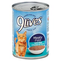 9 Lives Meaty Pate Wet Cat Food with Real Chicken and Tuna, 13-oz. — Dollar Tree