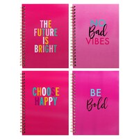 Spiral Bound Notebooks with Positive Vibes, 80 Pages — Dollar Tree (SKU 318423)