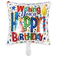 Square Wishing You A Happy Birthday Foil Balloons, 18x18-in. — Dollar Tree