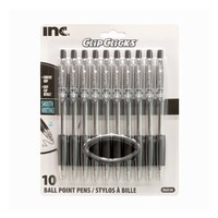 Inc. ClipClicks Black Ink Ball Point Pens, 10-Piece Pack. — Dollar Tree