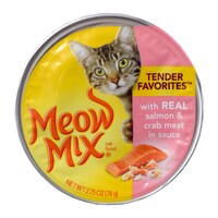 Meow Mix Tender Favorites Salmon and Crab Meat, 2.75-oz — Dollar Tree