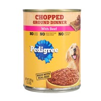 Pedigree Chopped Ground Dinner Canned Soft Wet Adult Dog Food with Beef, 13.2 oz. Can — Dollar Tree
