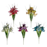 Floral Garden 4-Stem Onion Grass Bushes with Fabric Butterflies, 20x5.25 in. — Dollar Tree