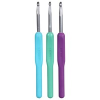 Crafter's Square Aluminum Crochet Hooks with Ergonomic Handles, 3 sizes — Dollar Tree