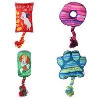 Greenbrier Kennel Club Shaped Squeaky Dog Toys with attached Ropes — Dollar Tree