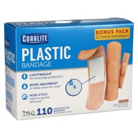 Coralite Assorted Size Plastic Bandages, 110-Piece. — Dollar Tree