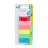 Bright Beveled Neon Erasers, 6-Count. Packs — Dollar Tree