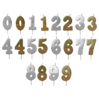 Silver and Gold Glitter Number Candles, 4.125x2 in. — Dollar Tree