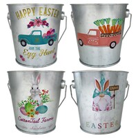 Galvanized Easter Tin Pails — Dollar Tree