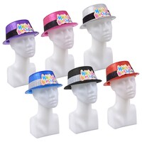 Fedora-Style Happy Birthday Glitter Party Hats, 10.375x4 in. — Dollar Tree