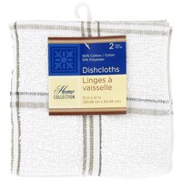 Home Collection Dish Cloths with Gray Plaid Pattern, 2-Count. packs — Dollar Tree