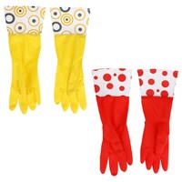 Brillo Basics Fashion Long-Cuff Reusable Latex Gloves — Dollar Tree