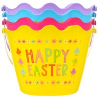 Round Printed Plastic Easter Buckets with Scalloped Tops — Dollar Tree penny item