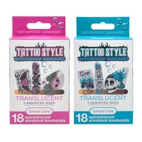 Smart Care Tattoo Style Translucent Waterproof Adhesive Bandage, Assorted Styles, 18-Piece Pack — Dollar Tree