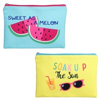 Cosmetic Pouches with Beachy Designs, 7.5x5.75 in. — Dollar Tree penny item