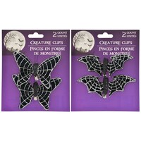 BLK GLITTER CREATURE CLIPS 2CT — Dollar Tree (SKU 222708)