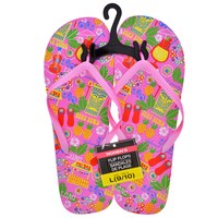 Ladies' Pink Summer Prints Rubber Flip-Flops — Dollar Tree (SKU 237540)