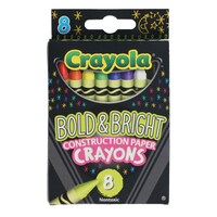 Crayola Bold And Bright Construction Paper Crayons, Assorted Colors, 8-Piece Pack. — Dollar Tree