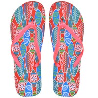 Ladies Red Beach Prints Rubber Flip-Flops — Dollar Tree (SKU 251971)
