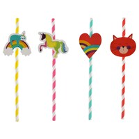 Iridescent Paper Straws with decorative Charms, 7.75 in. — Dollar Tree penny item