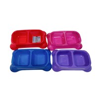 Bright Plastic Divided Pet Bowls, 11.25x6.625x2-in. — Dollar Tree
