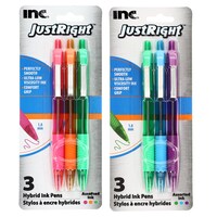 Inc. Just Right Retractable Hybrid Black Ink Pens, 3-Count. Packs — Dollar Tree