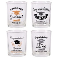 Graduation 2019 Printed Glass Candleholders, 3.375x2.75 in. — Dollar Tree (SKU 289089)