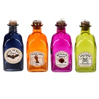 Halloween Decorative Square Colored Bottles with Corks, 2.5x2.5x5.875-in. — Dollar Tree