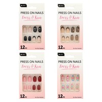 B Color Press On Nails, 12-Piece. — Dollar Tree