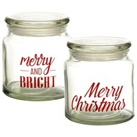 Christmas House Printed Clear Glass Jars with Lids — Dollar Tree penny item