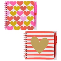 Valentine's Spiral-Bound Heart Covered Memo Booklets with Pen, 50 sheet Packs — Dollar Tree