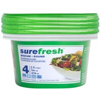 Sure Fresh Medium Round Storage Containers with Lids, 4-ct. Packs — Dollar Tree (SKU 177915)