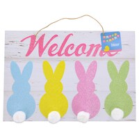 Welcome Wall Signs with Bunnies, 11.625x13.25 in. — Dollar Tree (SKU 262583)