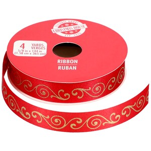 Metallic Print Satin Ribbon, 4 yd., 1 ct. | Dollar Tree