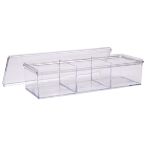 Essentials Clear Plastic 3-Compartment Storage Trays with Lids