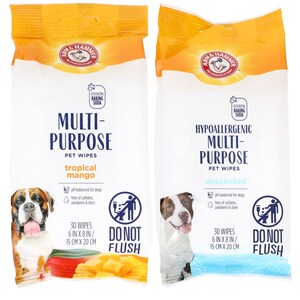 Arm & Hammer Multi-purpose Pet Wipes, Assorted Types, 30-pc Pack.