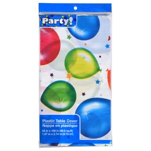 View Balloon-Design Plastic Table Cover, 54x96